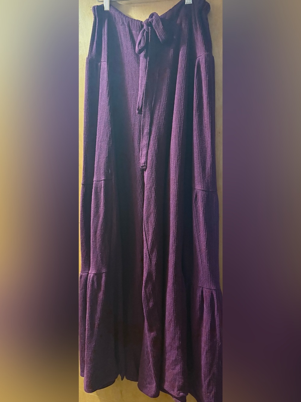 Free People Ribbed wide leg pants in Deep Burgundy - Picture 4 of 6